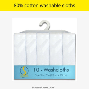 10 White Baby Washcloths